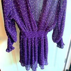 Purple pleated modern polka dot romper ☪️
